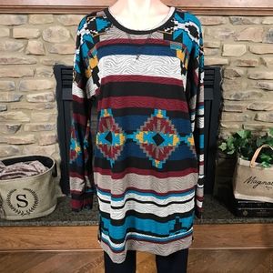 Teal And Burgundy Aztec Tunic/Dress